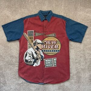Vintage New River Baseball World Series Shirt Men Sz Medium